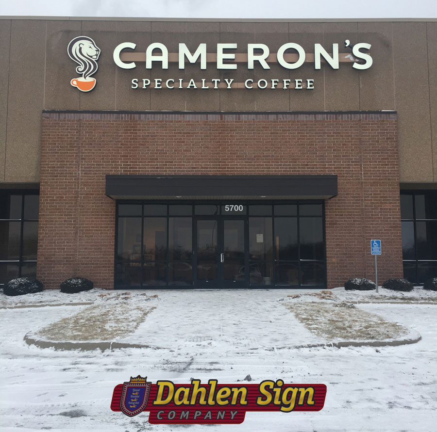 Cameron's Specialty Coffee sign designed by Dahlen Sign Company
