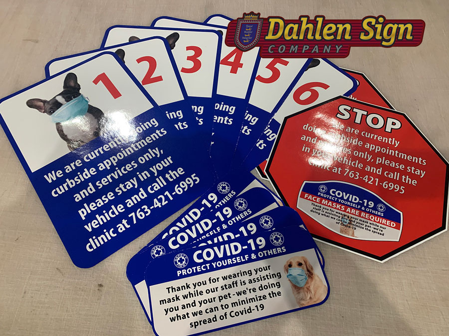 Custom Covid-19 Decals created by Dahlen Sign Company