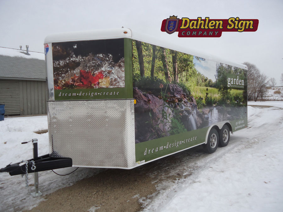Garden Expressions trailer wrap designed by Dahlen Sign Company