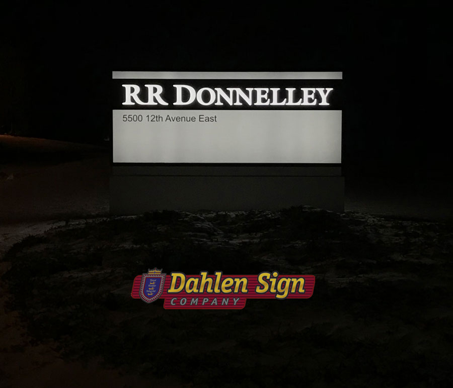RR Donnelley sign designed and constructed by Dahlen Sign Company