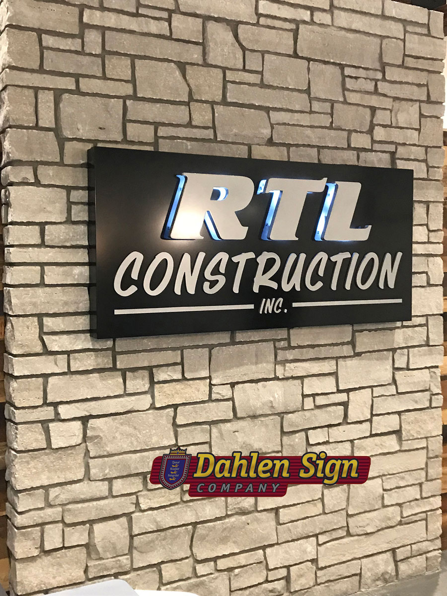 RTL Construction Inc. custom reverse channel letters sign