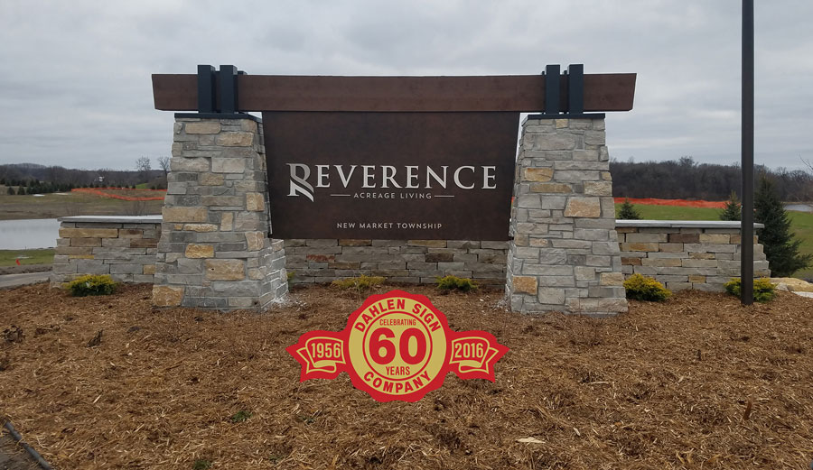 Custom monument sign designed and created by Dahlen Sign Company