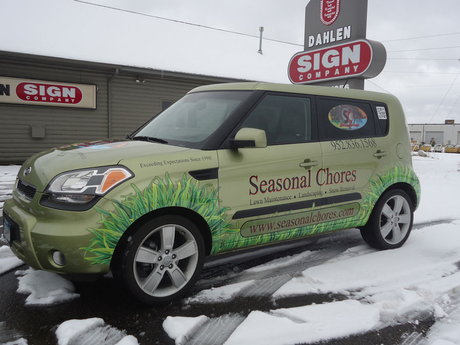 Seasonal Chores custom car wrap