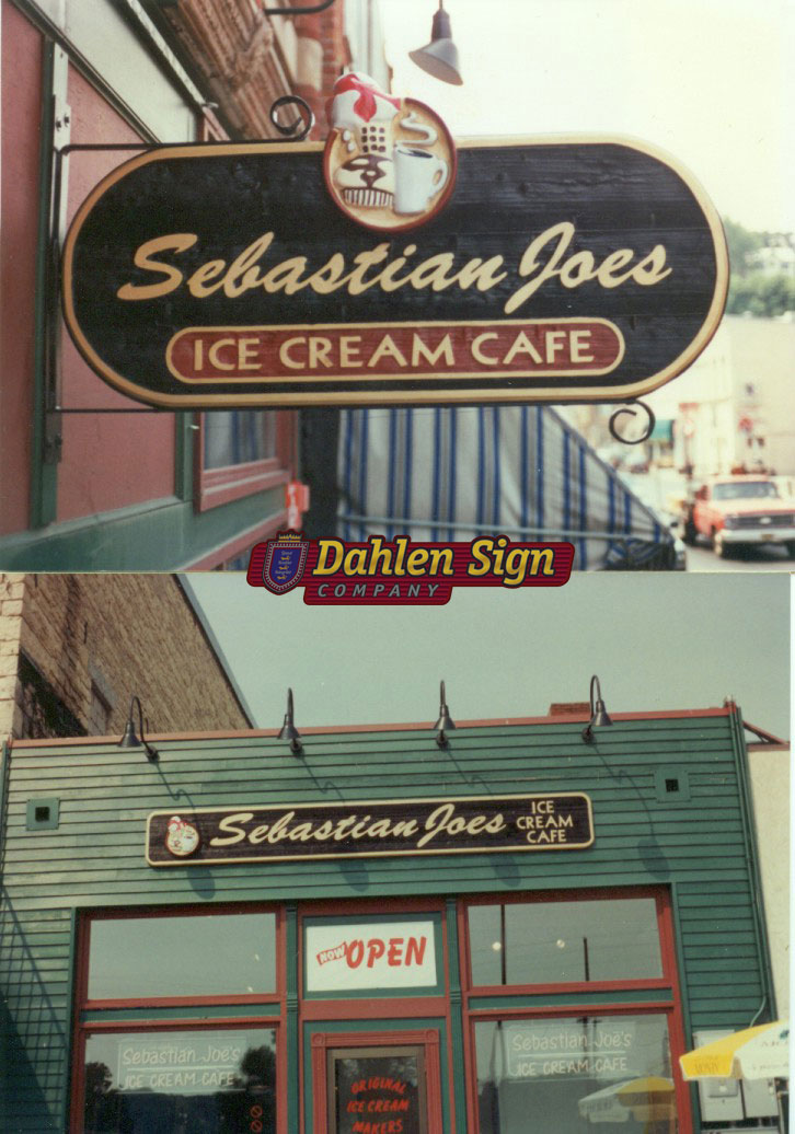 Custom sign for Sebastian Joe's Ice Cream Cafe