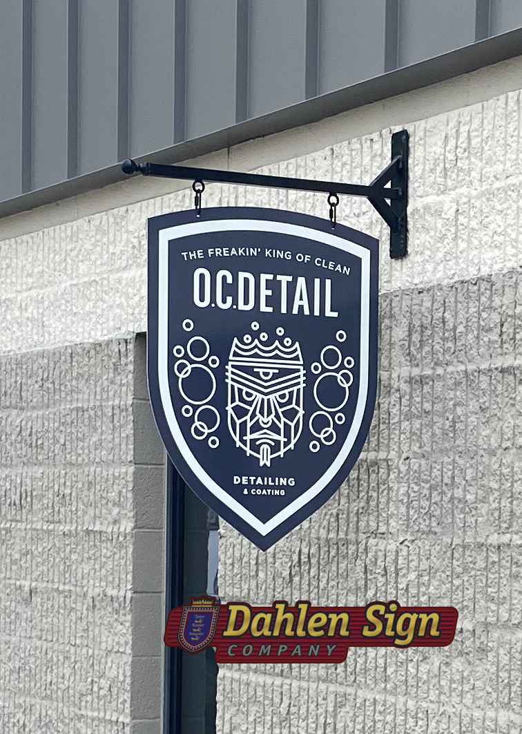 Wall sign made for O.C. Detail designed and created by Dahlen Sign Company